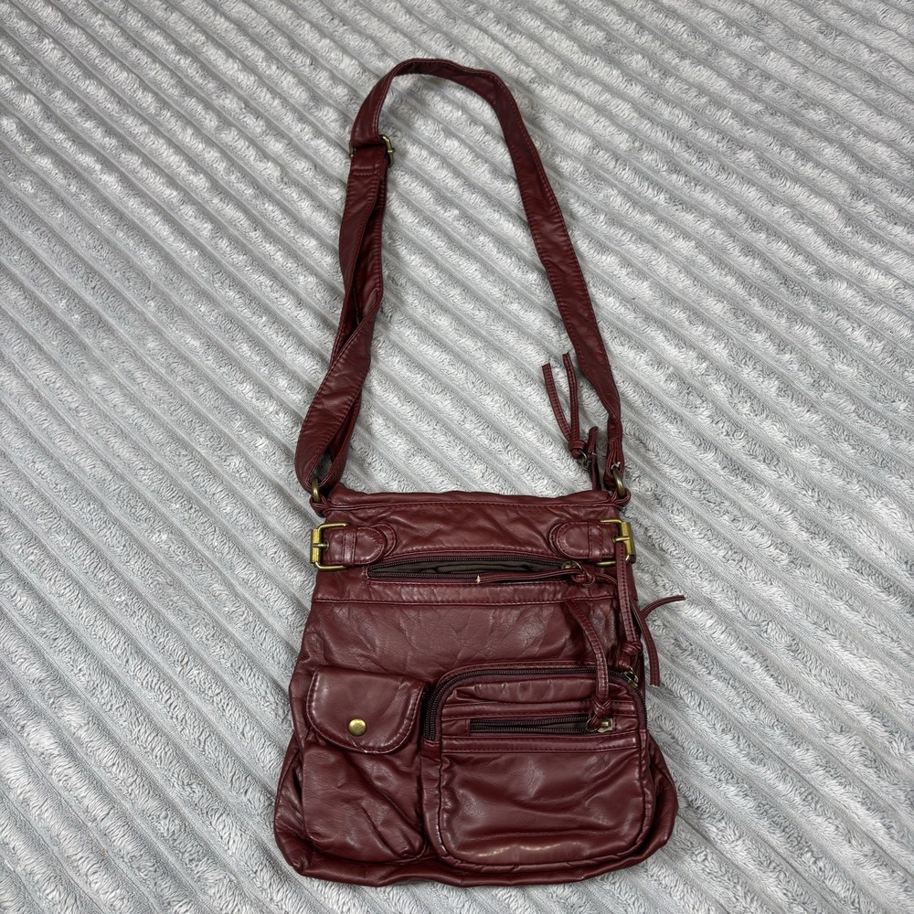 Scarleton Brown Burgandy  Crossbody Shoulder‎ Satchel Handbag Purse 10"X12"